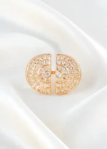 Dual Arc Kundan Polki Ring (Yellow Gold) RING02504