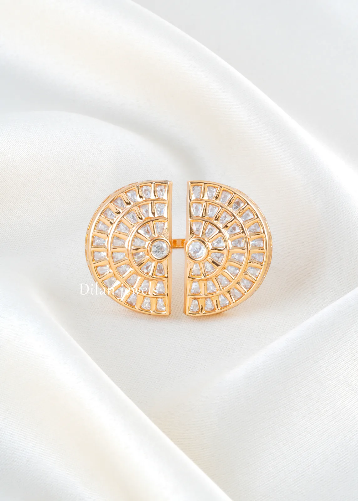 Dual-Arc-Kundan-Polki-Ring-Yellow-Gold-RING02504a Dual Arc Kundan Polki Ring (Yellow Gold) RING02504 - Image 1