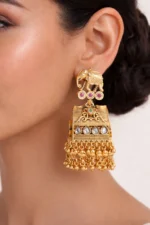 Maharani Haathi Jhumkas (Yellow Gold) EAR002519 - Image 2