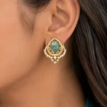 Antique Gold Plated Diamond Earrings- EAR002802