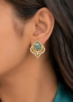 Antique Gold Plated Diamond Earrings- EAR002802 - Image 2