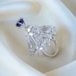 Eiffel Tower Blue Cocktail Ring (Silver) RING01390