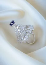 Eiffel Tower Blue Cocktail Ring (Silver) RING01390