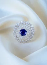 Eiffel Tower Blue Cocktail Ring (Silver) RING01390 - Image 2