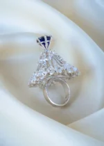 Eiffel Tower Blue Cocktail Ring (Silver) RING01390 - Image 3