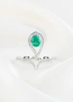 Elara Green Stone Ring (Silver) RING02655