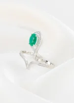 Elara Green Stone Ring (Silver) RING02655 - Image 2