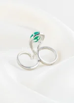 Elara Green Stone Ring (Silver) RING02655 - Image 3