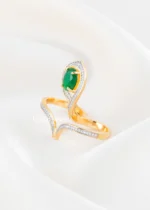 Elara Green Stone Ring (Yellow Gold) RING02652 - Image 2