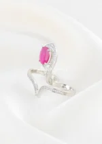 Elara Pink Stone Ring (Silver) RING02657 - Image 2