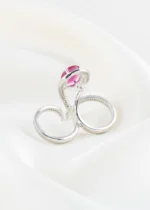 Elara Pink Stone Ring (Silver) RING02657 - Image 3