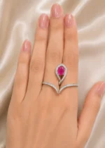 Elara Pink Stone Ring (Silver) RING02657 - Image 4