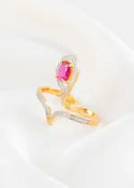 Elara Pink Stone Ring (Yellow Gold) RING02656 - Image 2
