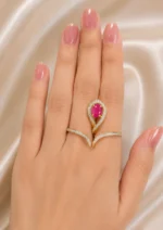 Elara Pink Stone Ring (Yellow Gold) RING02656 - Image 4
