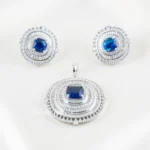 Elara Spark Blue Pendant Set (Silver) PSET02664
