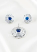 Elara Spark Blue Pendant Set (Silver) PSET02664