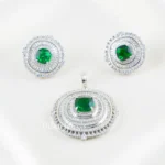 Elara Spark Green Pendant Set (Silver) PSET02662
