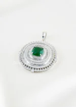 Elara Spark Green Pendant Set (Silver) PSET02662 - Image 2