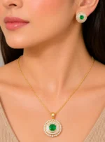 Elara Spark Green Pendant Set (Yellow Gold) PSET02661 - Image 4
