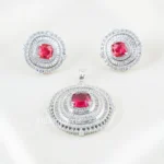 Elara Spark Ruby Pendant Set (Silver) PSET02663