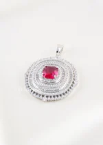 Elara Spark Ruby Pendant Set (Silver) PSET02663 - Image 2