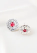 Elara Spark Ruby Pendant Set (Silver) PSET02663 - Image 3