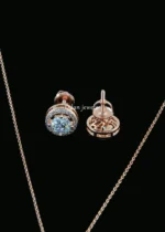 Elegant Halo Charm Necklace Set (Rose Gold) NEC002587 - Image 3