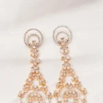 Elegant Long Diamond-Look Earrings (Yellow Gold) EAR000699