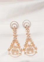 Elegant Long Diamond-Look Earrings (Yellow Gold) EAR000699