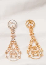 Elegant Long Diamond-Look Earrings (Yellow Gold) EAR000699 - Image 3