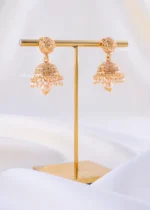 Elegant Pearl Drop Gold Jhumki (Yellow Gold) EAR002375 - Image 2