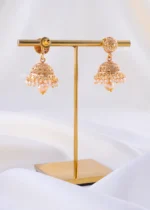 Elegant Pearl Drop Gold Jhumki (Yellow Gold) EAR002375 - Image 3