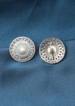 Elegant Pearl & Mint Green Studs (Silver) EAR000709 - Image 3