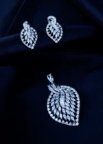 Elegant Studded Pendant Set (Silver) PSET01464