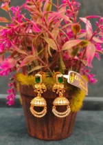 Elephant Jhumka Necklace Set (Yellow-Gold)- NEC04032303 - Image 3
