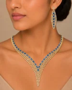 Elira blue Elegance necklace set (Yellow Gold) NEC002628 - Image 4