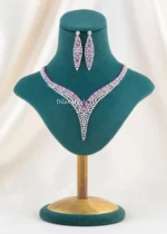 Elira pink Elegance necklace set (Silver) NEC002627