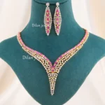 Elira pink Elegance necklace set (Yellow Gold ) NEC002630