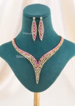 Elira pink Elegance necklace set (Yellow Gold ) NEC002630