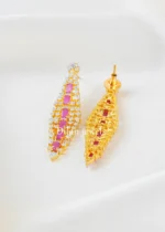 Elira pink Elegance necklace set (Yellow Gold ) NEC002630 - Image 3