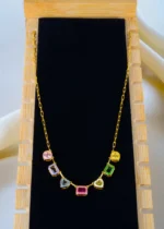 Elysian Multicolor Charm Necklace (Yellow Gold) NEC001336