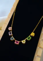 Elysian Multicolor Charm Necklace (Yellow Gold) NEC001336 - Image 2