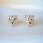 Embellished Panther Earrings (Yellow Gold) EAR001323