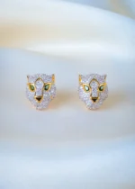Embellished Panther Earrings (Yellow Gold) EAR001323