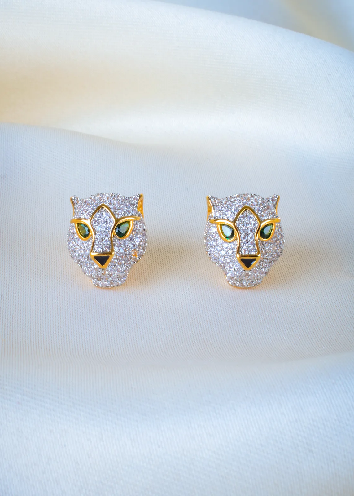 Embellished-Panther-Earrings-Yellow-Gold-EAR001323a Embellished Panther Earrings (Yellow Gold) EAR001323 - Image 1