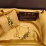 Embossed Floral Green Thread Rakhi with Lumba Set