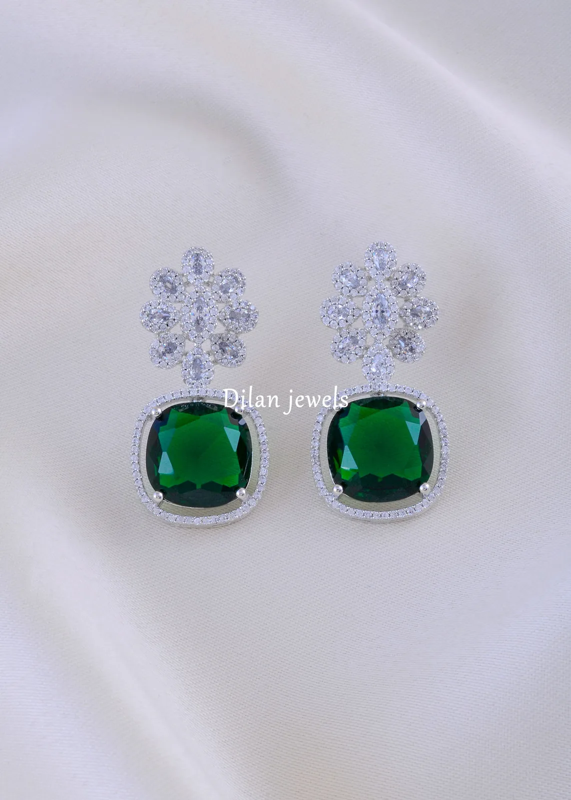 Emerald-Aura-Earrings-Silver-EAR002075a Emerald Aura Earrings (Silver) EAR002075 - Image 1