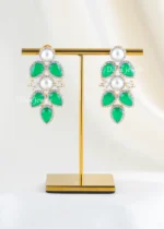 Emerald Bloom Choker green necklace set (Yellow Gold) NEC002612 - Image 3
