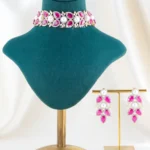 Emerald Bloom Choker pink necklace set (Yellow Gold) NEC002613