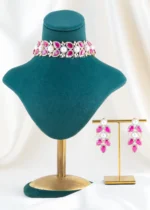 Emerald Bloom Choker pink necklace set (Yellow Gold) NEC002613